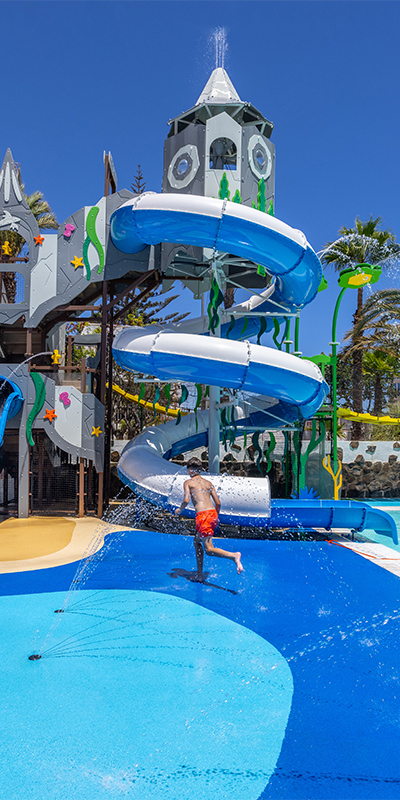  Emblematic image of the front view of the Waterpark at the Abora Catarina by Lopesan Hotels in Playa del Inglés, Gran Canaria 